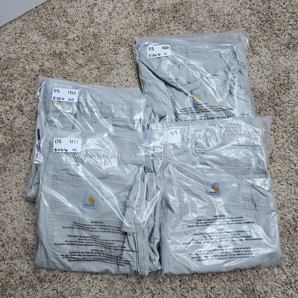 (Lot of 4) Carhartt Carpenter Shorts Mens 44 Brown Workwear B147 Loose Fit